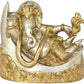 Brass silver gold Idol of Ganesha Relaxing on a Crescent Moon 4 inches