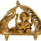 Handmade brass statue of Lord Ganesha in a chariot drawn by a swan 9 inches