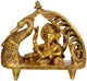 Handmade brass statue of Lord Ganesha in a chariot drawn by a swan 9 inches