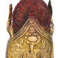 Brass Red Gold King Ganesha with Lakshmi Ji Carved on Pedestal 10 inches