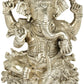 Brass Silver Statue of Ganesha Seated on a Lotus 7 inches