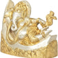 Brass silver gold Idol of Ganesha Relaxing on a Crescent Moon 4 inches