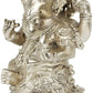 Brass Silver Statue of Ganesha Seated on a Lotus 7 inches