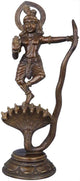 Brown chala Brass Statue Depicting Kaliya Vijaya Lila of Shri Krishna 13 inches