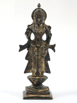 Small Antique Black Brass Statue of Radha Ji | 5 inches