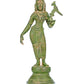 Mud green Brass Statue of Devi Andal Holding a Parrot 12 inches