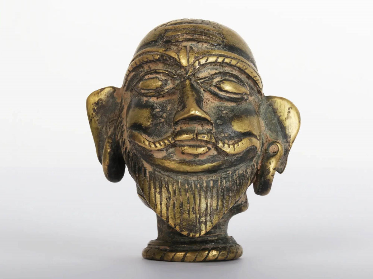 Statua piccola in ottone raffigurante la testa di Shiva, 2 pollici