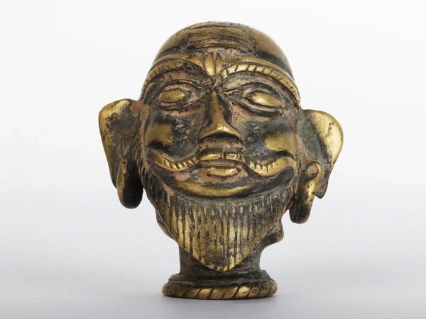 Small Brass Statue of Shiva's Head 2 inches Mandir Setting