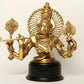 Natural Brass Bust of Chaturbhuja Venugopal (Krishna) on Wooden Base 18 Inches