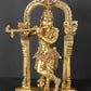 Brass Statue of Tribhanga Murari (Krishna) Playing Flute with Kirtimukha Arch 13 Inches