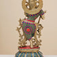 Handmade Brass Sculpture of Krishna Playing the Flute with Inlay Work 22 Inches