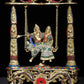 Brass Statue of Radha and Krishna on a Swing with Intricate Inlay Work 18 Inches