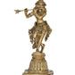 natural Brass Statue of Lord Krishna on a High Pedestal 12 INCHES