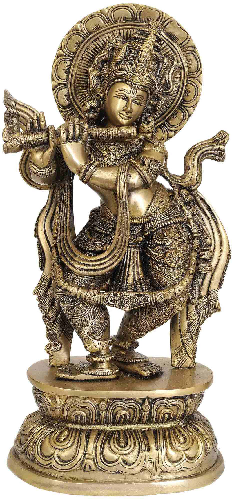 Handcrafted Brass Statue of Lord Krishna 16 Inches