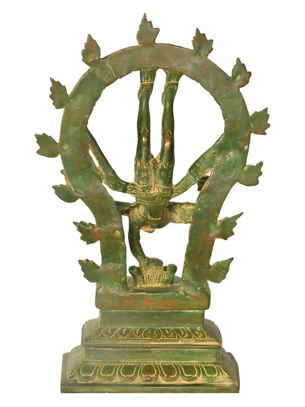 Green chala Brass Shiva's Gangavatarana (Nataraja) Sculpture | Handcrafted 12 inches Entryway Setting