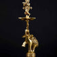 Brass Lamp of Fluting Krishna with Five Wicks on Elephant 17 Inches