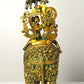 Handmade Greenish Gold  Brass Statue of Radha and Krishna Riding on an Elephant 23 inches