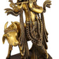 Handmade Brass Sculpture of Krishna Luxuriantly Draped, Accompanied by His Companion, the Cow 20 Inches