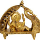 Handmade brass statue of Lord Ganesha in a chariot drawn by a swan 9 inches