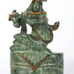 Brass Krishna Idol Playing Flute Seated on Pedestal 7 inches