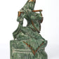 Brass Krishna Idol Playing Flute Seated on Pedestal 7 inches