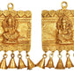 Brass Door Hanging with Bells featuring Lakshmi and Ganesha Shubh Labh 10 inches