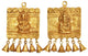 Brass Door Hanging with Bells featuring Lakshmi and Ganesha Shubh Labh 10 inches