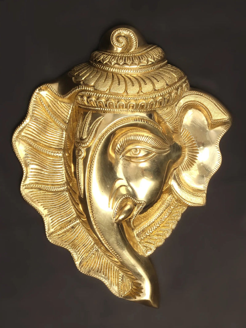 Brass Wall Hanging Ganesha Mask 9 inches