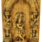 Handcrafted Brass Krishna Idol Playing Flute on Almond-Shaped Aureole | Religious Figurine 7 inches