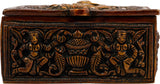 Brass box side panel relief with two figures and decorative center motif