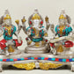 Statue made of brass depicting Lakshmi, Ganesha, and Saraswati 6 inches