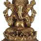 Handmade Brass Idol of Kamalasana Ganesha Enjoying Modak 5 inches