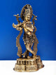 Natural Brass Statue of Standing Fluting Krishna 14 INCHES