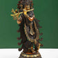 Double Chala Brass Statue of Lord Krishna Playing the Flute 13 Inches