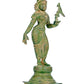 Mud green Brass Statue of Devi Andal Holding a Parrot 12 inches