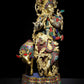 Brass Statue of Venugopal Krishna with Cow featuring Inlay Work 17 Inches