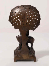 Brass Venugopal (Krishna) flute statue back view with perforated tree canopy