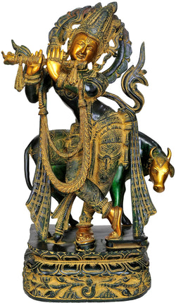 Handmade Brass Statue of Gopala Krishna 22 Inches