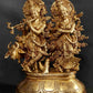 Brass Statue of Standing Radha Madhav (Krishna) with Cow 16 Inches