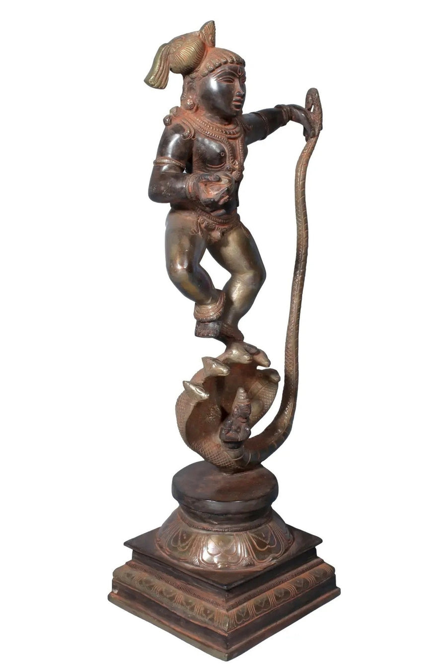 Brass Statue of Kaliya Krishna 18 Inches Craft Detail