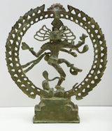 Antiqued brass Nataraja statue, 20-inch, side view with detailed hands and legs