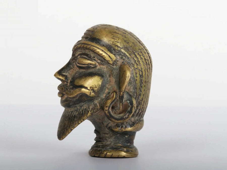 Small Brass Statue of Shiva's Head 2 inches Craft Detail