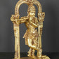 Brass Statue of Tribhanga Murari (Krishna) Playing Flute with Kirtimukha Arch 13 Inches