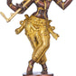 Handmade Brown Gold Brass Statue Depicting Lord Krishna's Cosmic Form, the Eighth Incarnation of Vishnu 14 inches