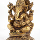 Brass Four-Armed Seated Ganesha Statue Granting Abhaya 8 Inches