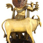 Handmade Brass Sculpture of Krishna Luxuriantly Draped, Accompanied by His Companion, the Cow 20 Inches