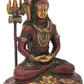 Mahayogi Shiva Red Gold Brass Idol Seated on Tigerskin | Handmade Statue 10 Inches