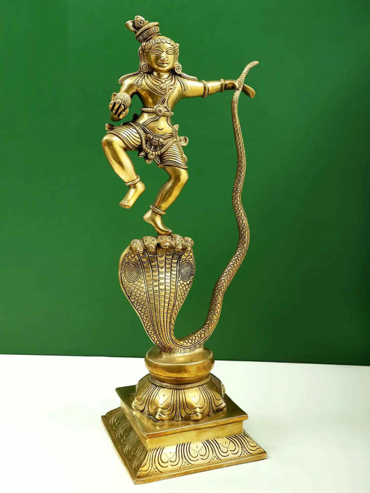 Brass Statue of Kaliya Krishna 18 Inches