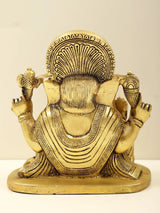 Back of Brass Ganesha statue, detailed backplate and draped torso, 6 inch