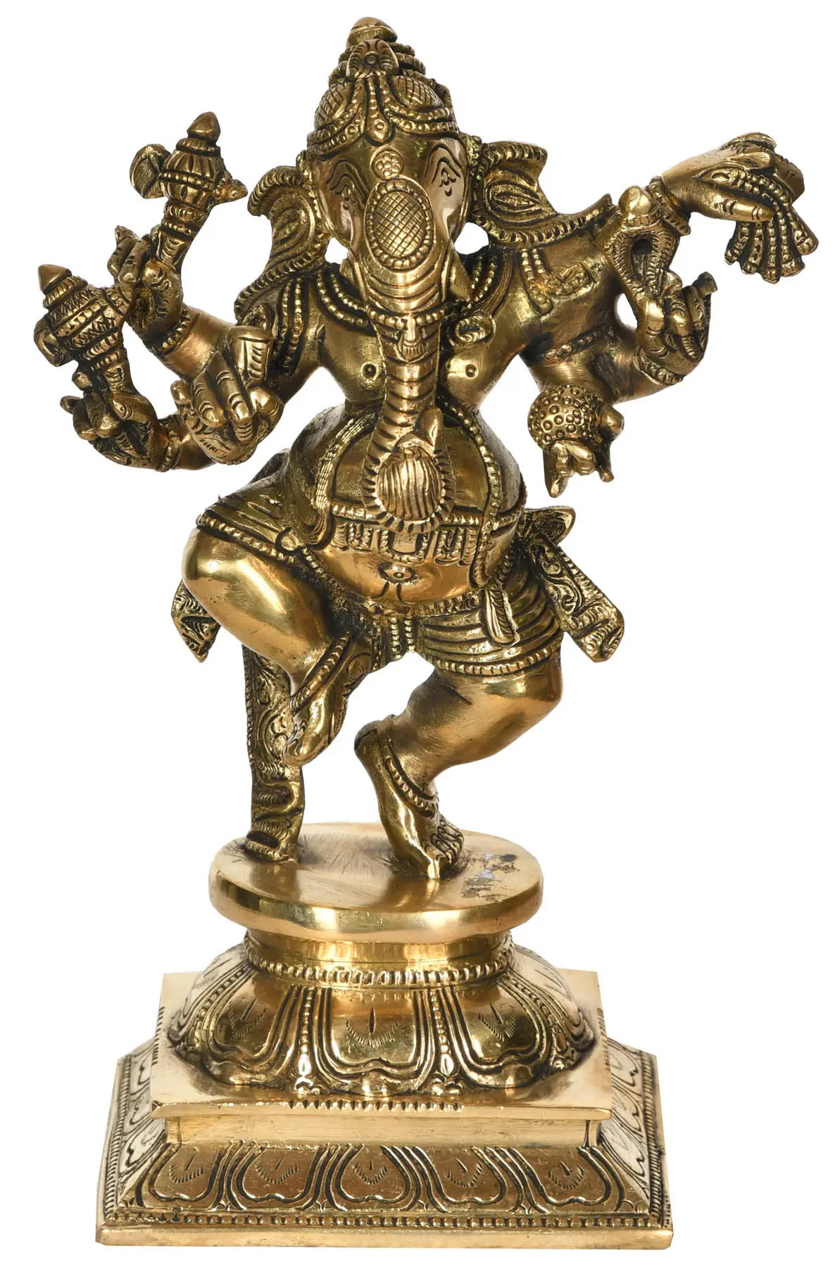 Brass sculpture of dancing Ganesha 9 inches